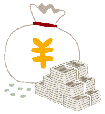 お金の入った袋のイラスト「円マーク」